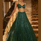 Alluring Green Color Rainbow Sequins And Dori Work Lehenga For Women