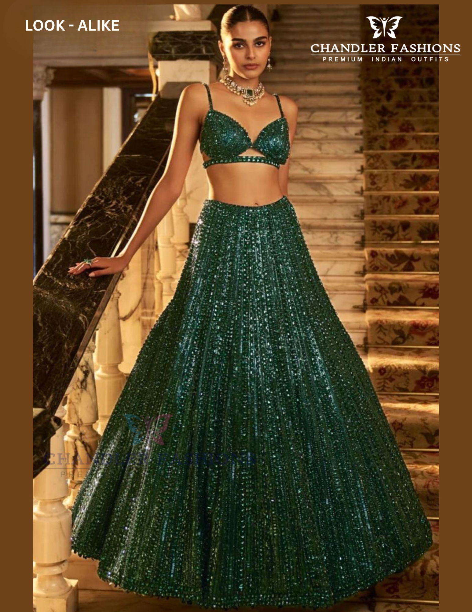 Alluring Green Color Rainbow Sequins And Dori Work Lehenga For Women