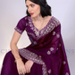 Gold Tussar Sequins Saree With Embroidery Work Near Me