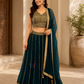 Alluring Teal Blue Color Heavy Georgette Lehenga Choli With Embroidery And Sequins Work