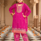 Attractive Pink Color Chinon With Embroidery Work Kurtis Suits For Girls