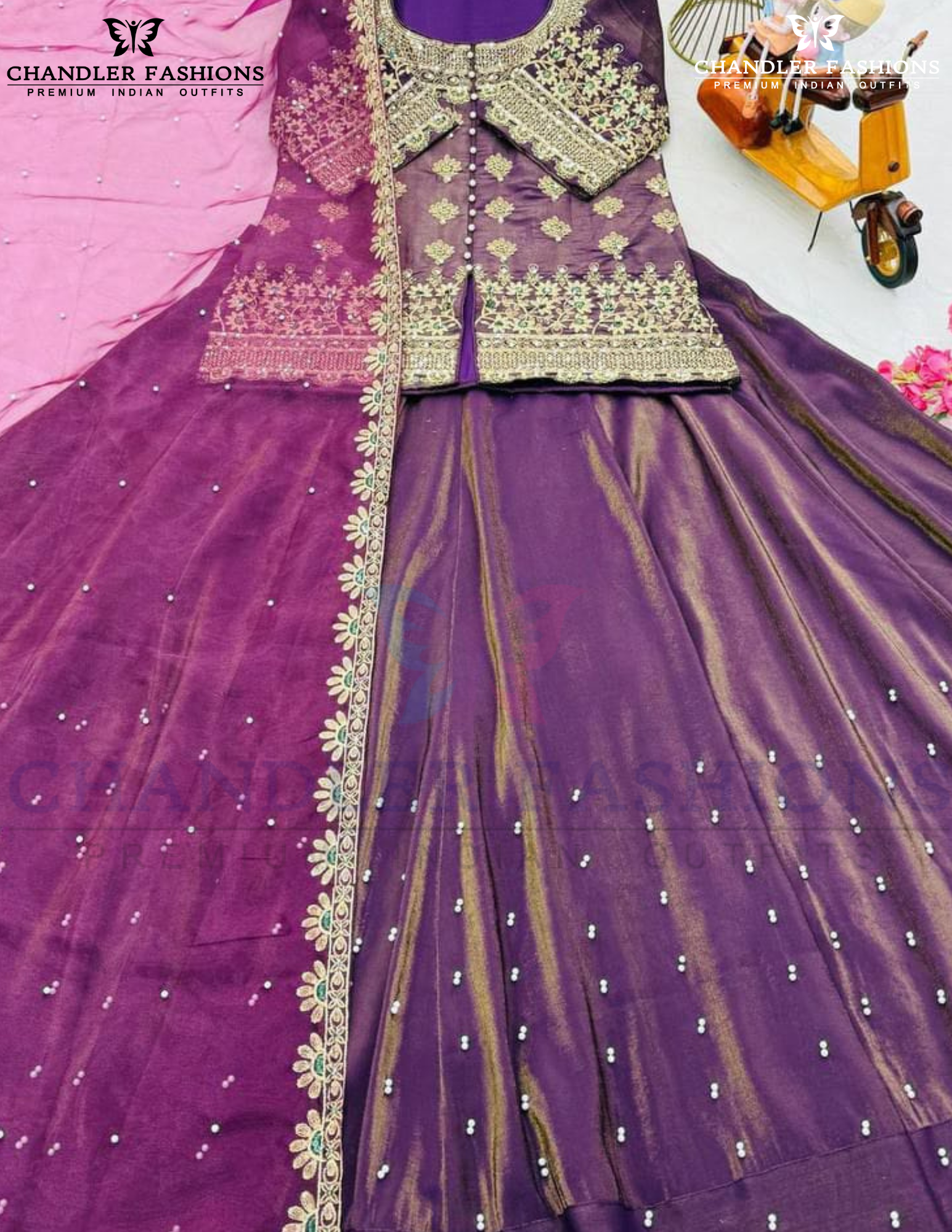 Elegant Dark Purple Color Shimmer Silk With Sequins Work Lehenga Choli For Women
