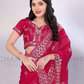Red Color Gold Tussar Sequins Saree With Embroidery Work Near Me