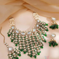 White Stones With Green Pearl And Unique Design Choker Set Near Me
