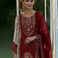 Red Color Sheer With Printed And Fancy Embroidery Mirror Work Palazzo Suits Near Me