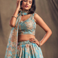 Light Blue Color Golden Zari And Sequins Work Lehenga Choli In USA