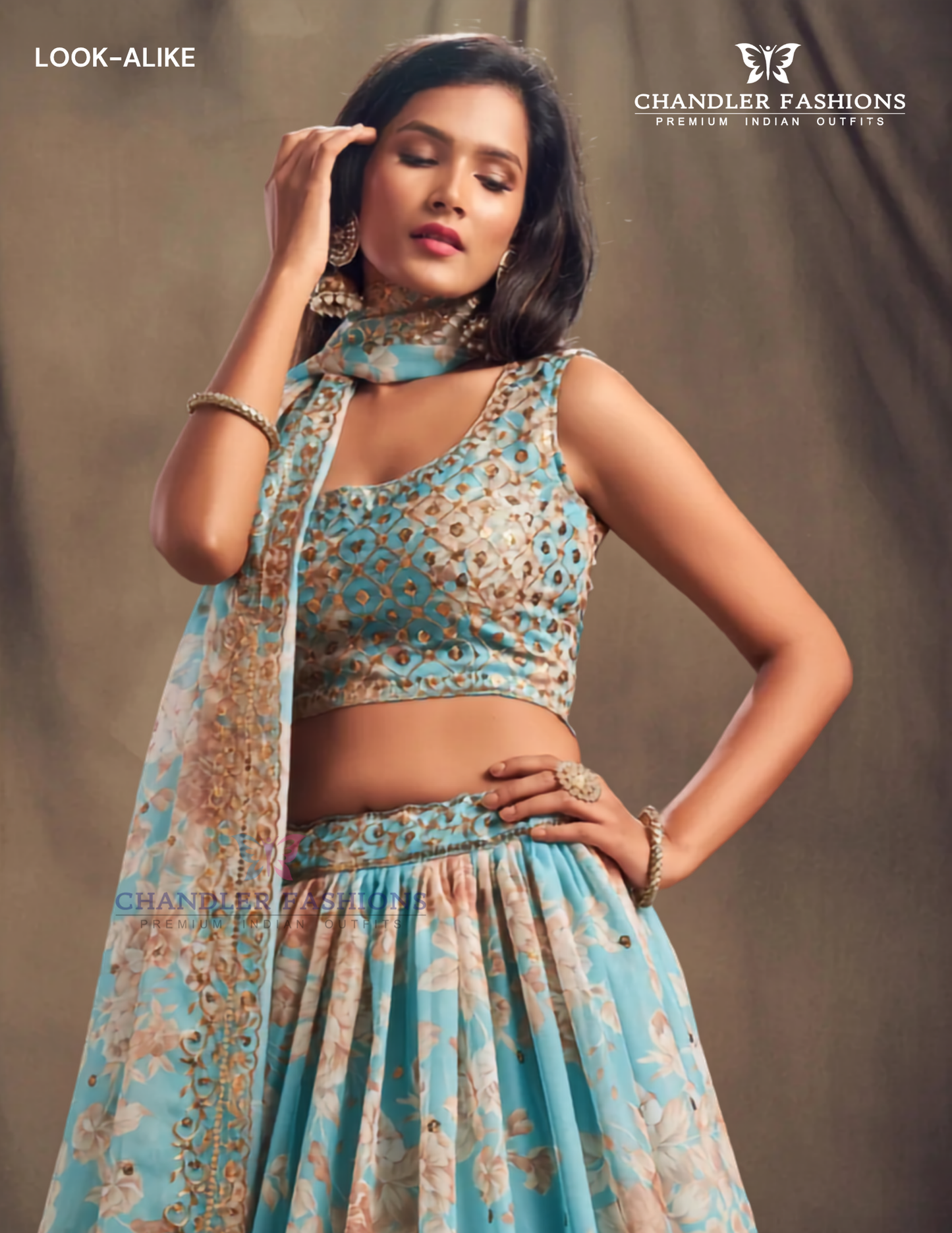 Light Blue Color Golden Zari And Sequins Work Lehenga Choli In USA