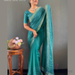 Attractive Teal Blue Color Georgette Silk Ready To Wear Saree In USA