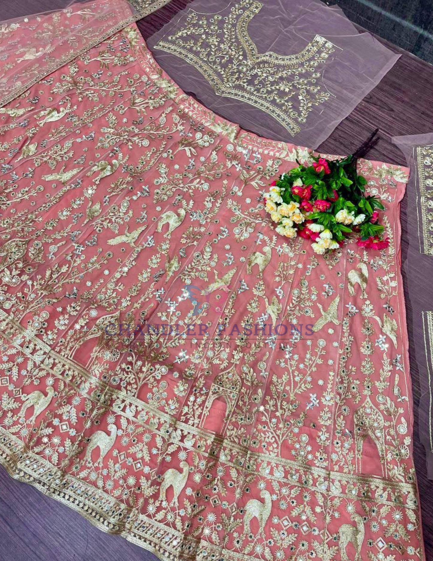 Net With Embroidery And Mirror Work Lehenga In Chandler