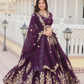 Wonderful Wine Color Faux Georgette With Heavy Embroidery Sequins Work Lehenga Choli