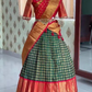 Stunning Green Color Zari Work Half Saree For Women With Silk Dupatta