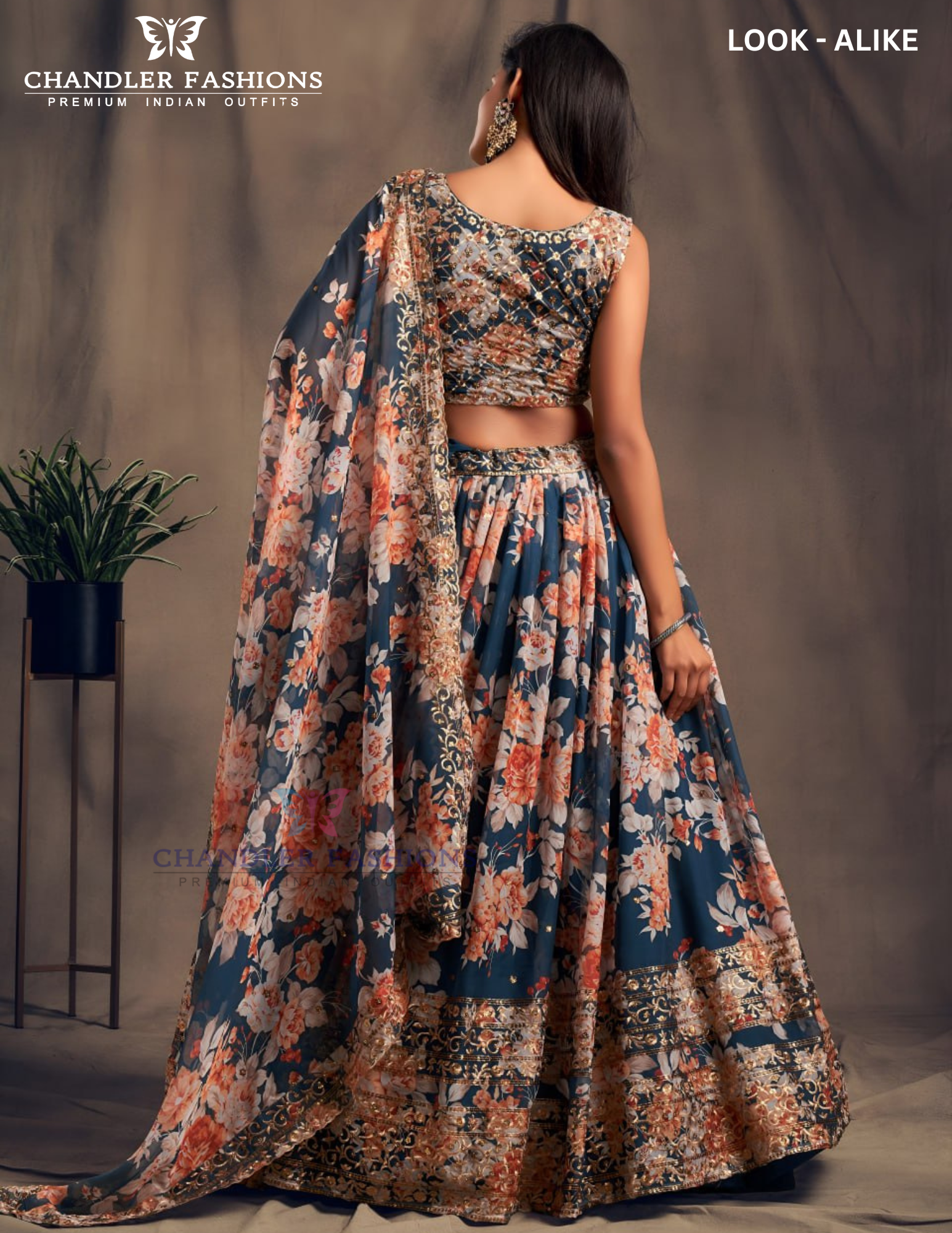 Navy Blue Color With Sequins Work Lehenga In Gilbert