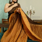 Latest Georgette Crush Yellow Saree With Stitched Blouse In USA