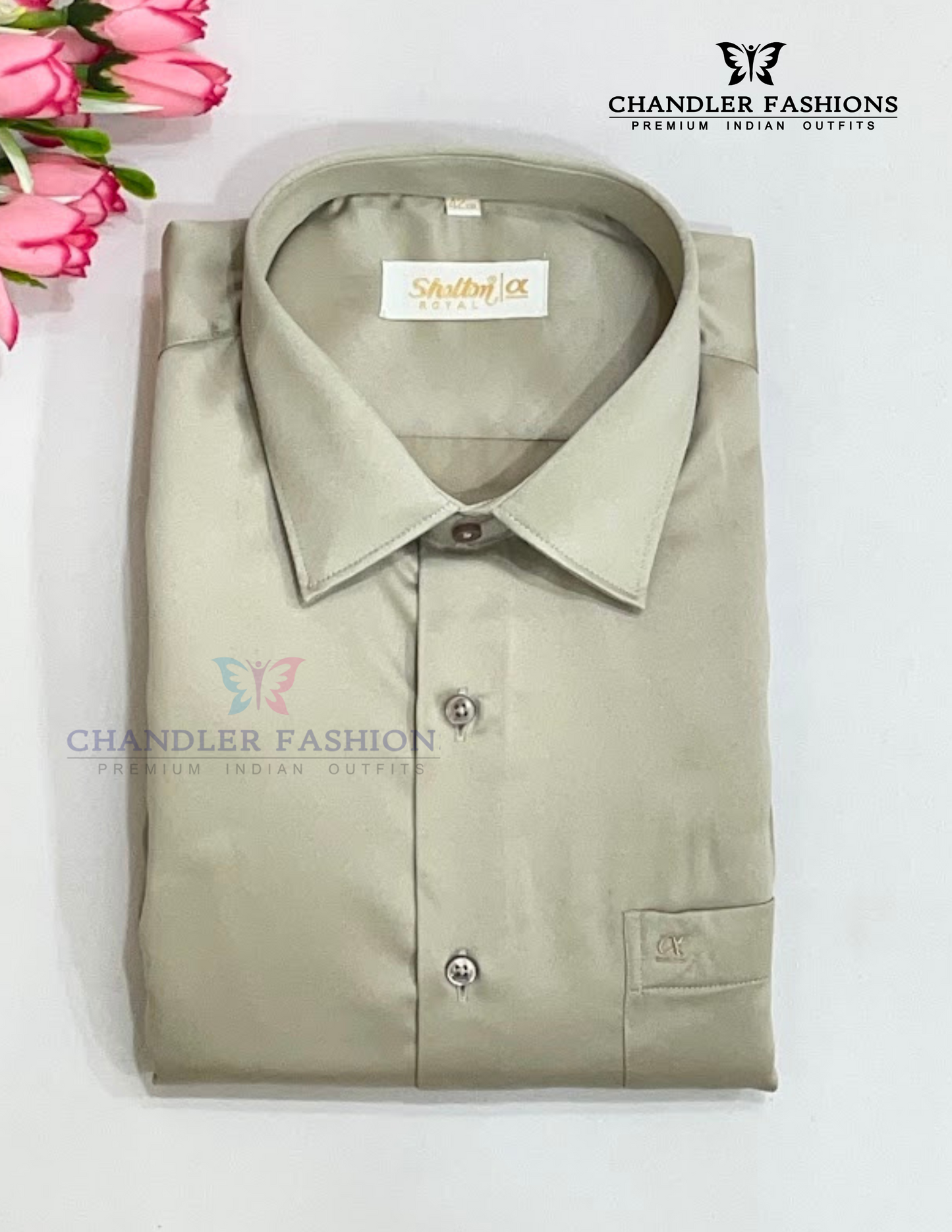 Alluring Beige Color Satin Shirt With Full Sleeve For Men