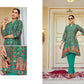 Alluring Teal Green Colored Floral Design Tusser Silk Kurti With Pant For Women Near Me