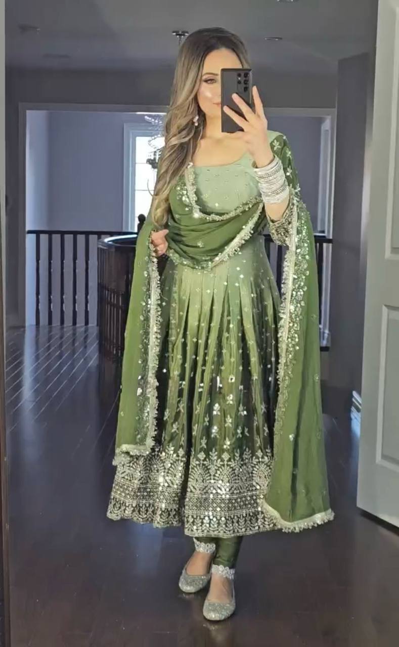 Silk Anarkali Set With Embroidery Work Near Me