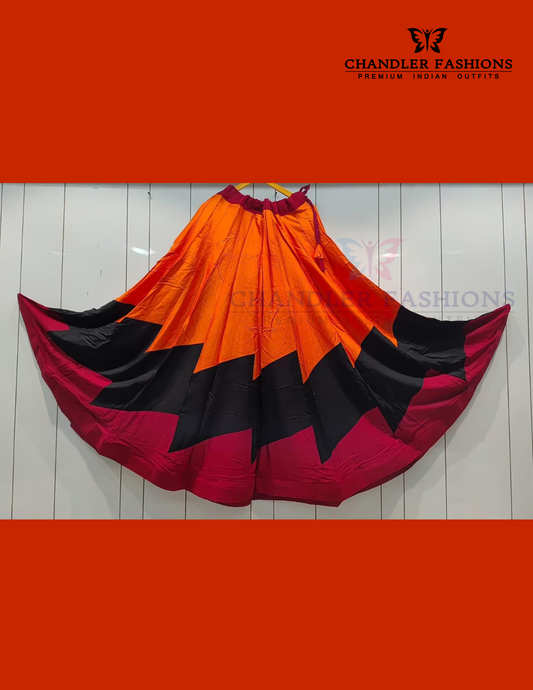 Charming Multicolor Rayon Self Design Garba Lehenga For Women
