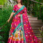 Beautiful Pink Colored Kalamkari Print With Zari Weaving Border Lehenga Choli With Dupatta