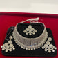 Beautiful White Color Stones American Diamonds Choker With Maang Tikka And Earrings For Women