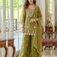 Gorgeous Green Color Moss Silk With Embroidery Work Palazzo Suits For Women