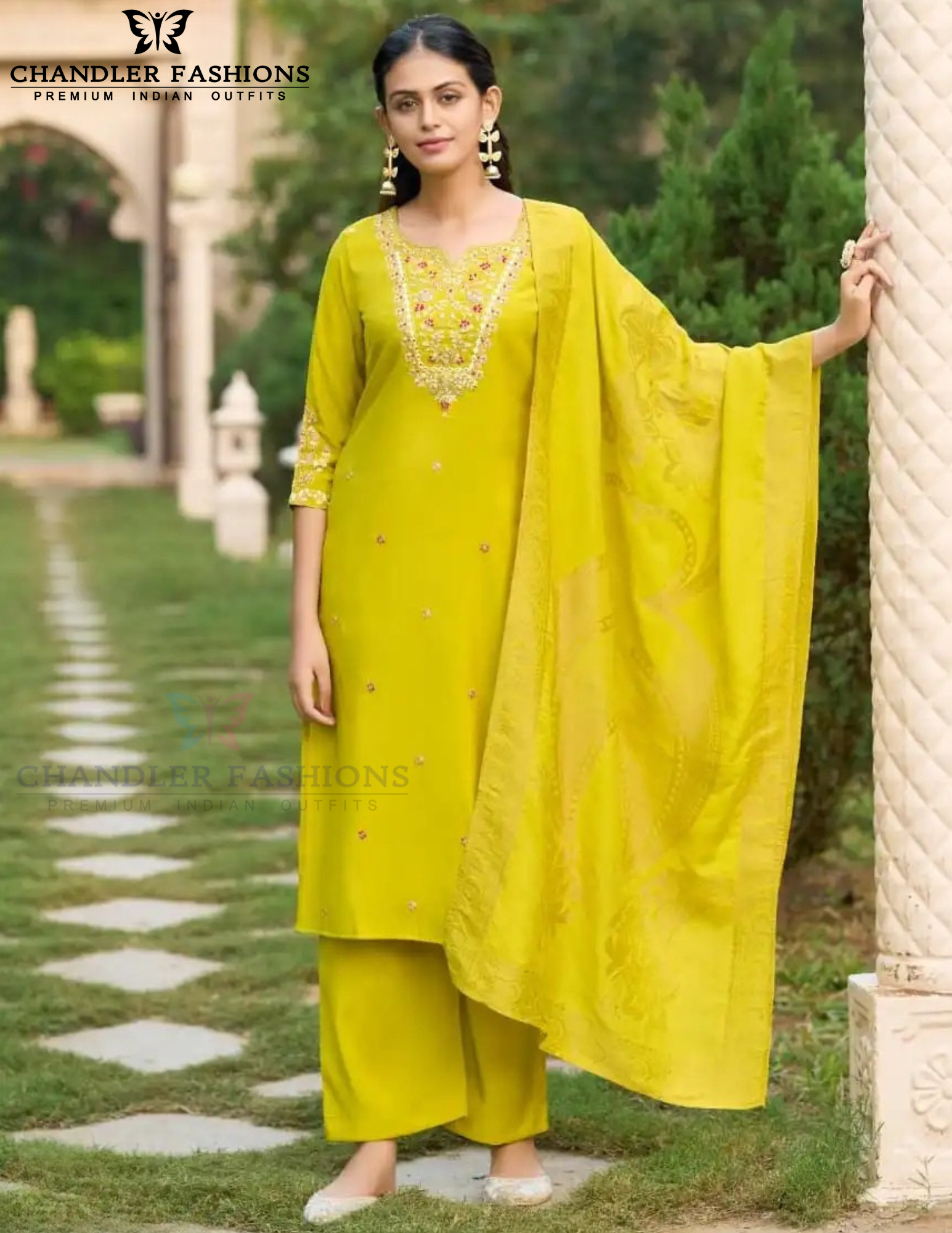 Fantastic Lime Green Color Shimmer With Thread Work Salwar Suits For Women