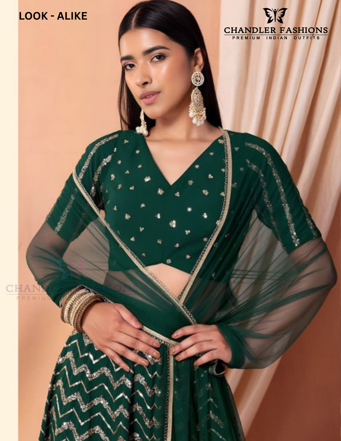 Green Color Georgette With Sequins Work Lehenga Near Me
