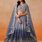 Alluring Navy Blue Color Georgette With Sequins And Zari Embroidery Lehenga Choli For Women