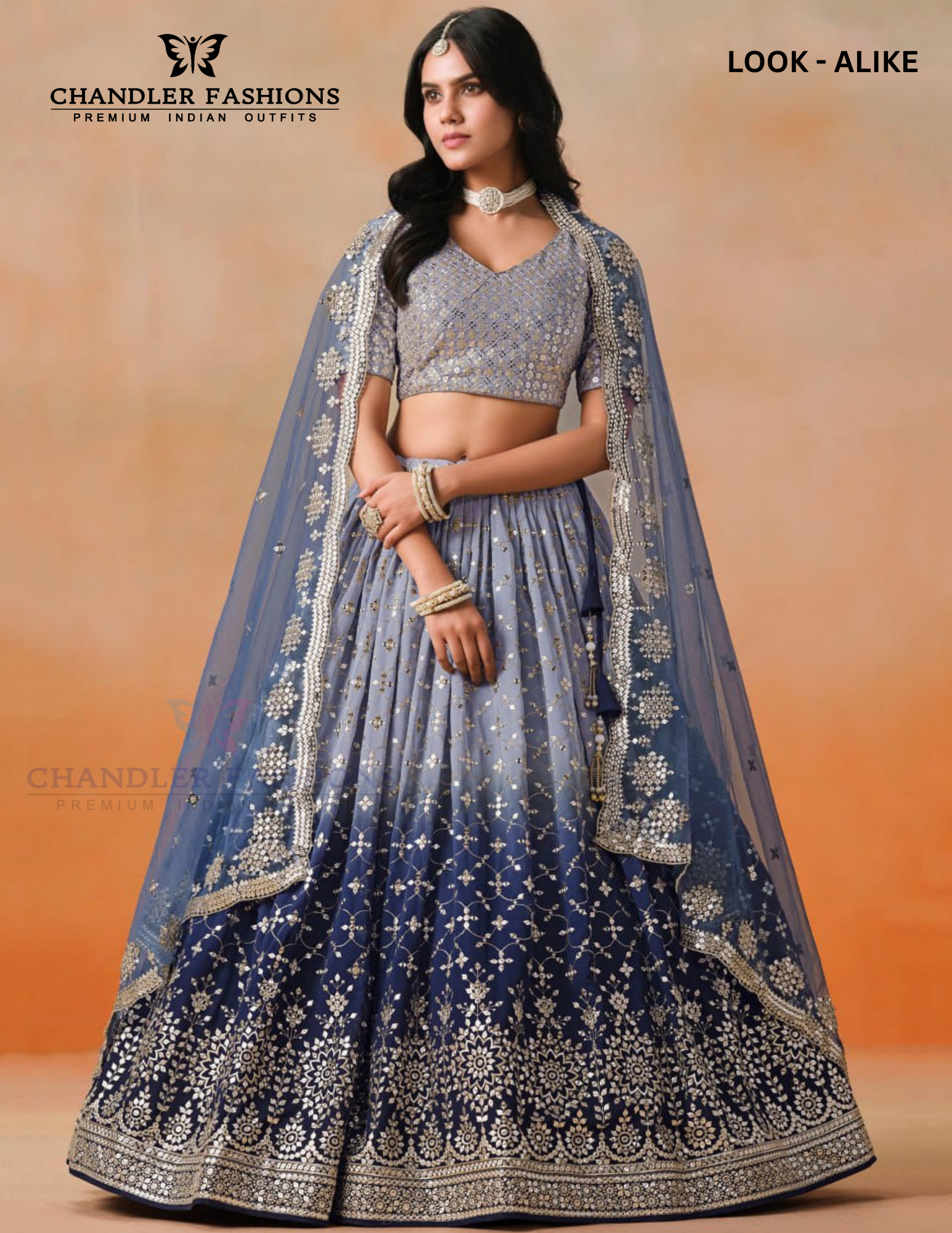 Alluring Navy Blue Color Georgette With Sequins And Zari Embroidery Lehenga Choli For Women