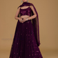 Stunning Purple Color Georgette With Sequins And Embroidery Work Lehenga Choli For Women