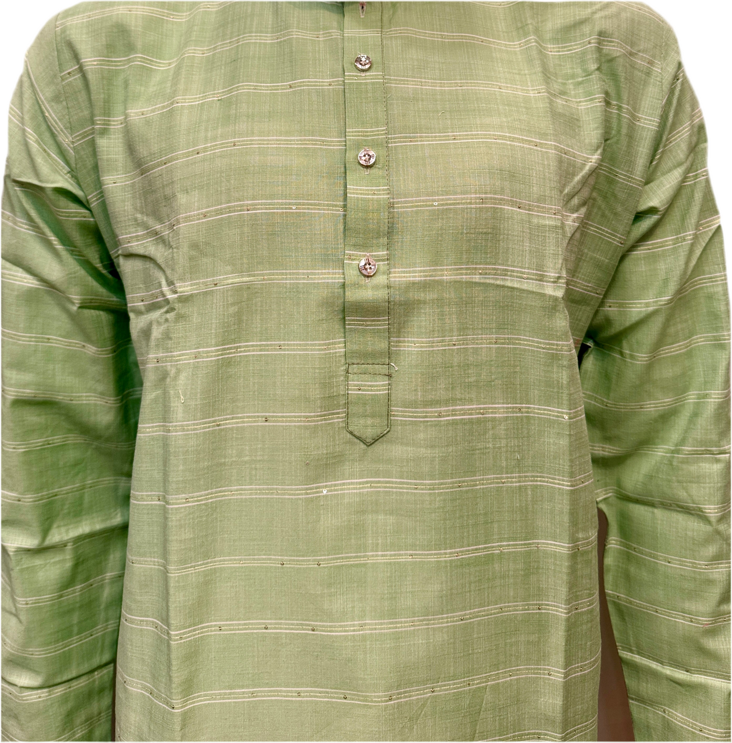 Alluring Green Color Cotton Kurta With Pajama For Men