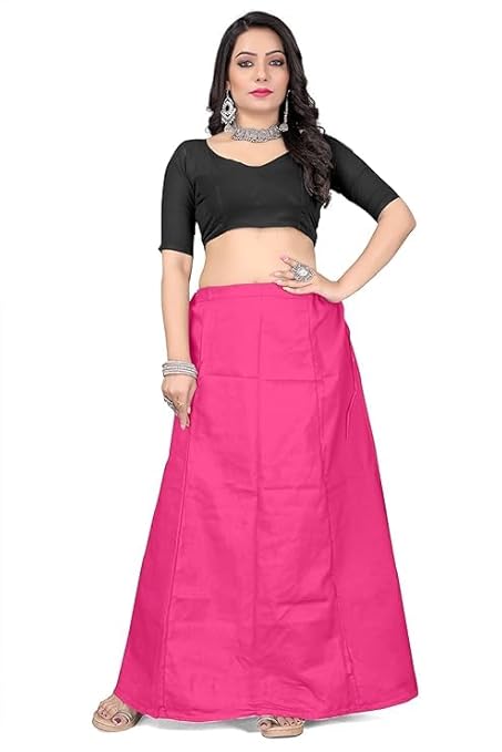 Beautiful Dark Pink Colored Cotton Readymade Petticoat For Women