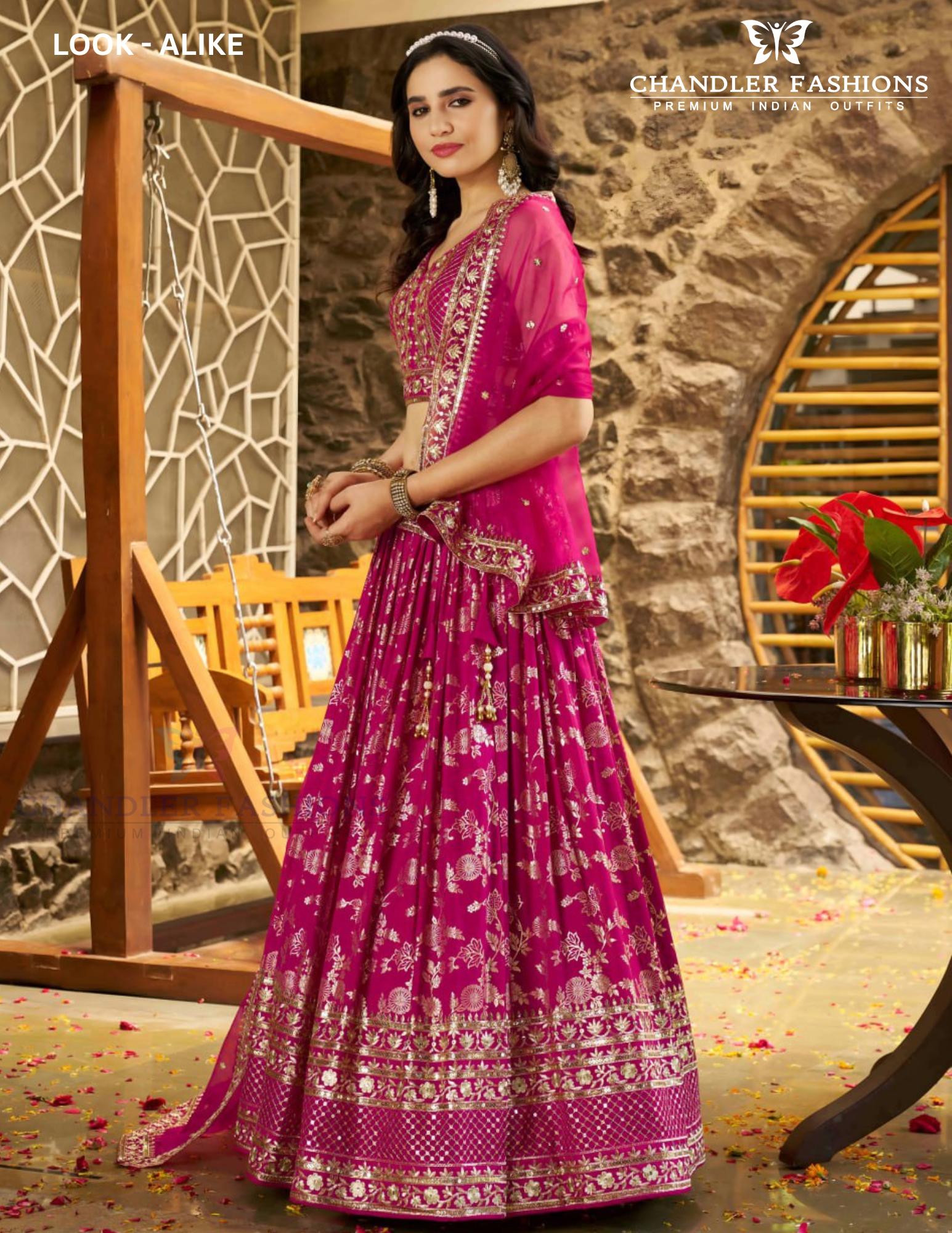 Rani Pink Color Silk Jacquard Lehenga In USA