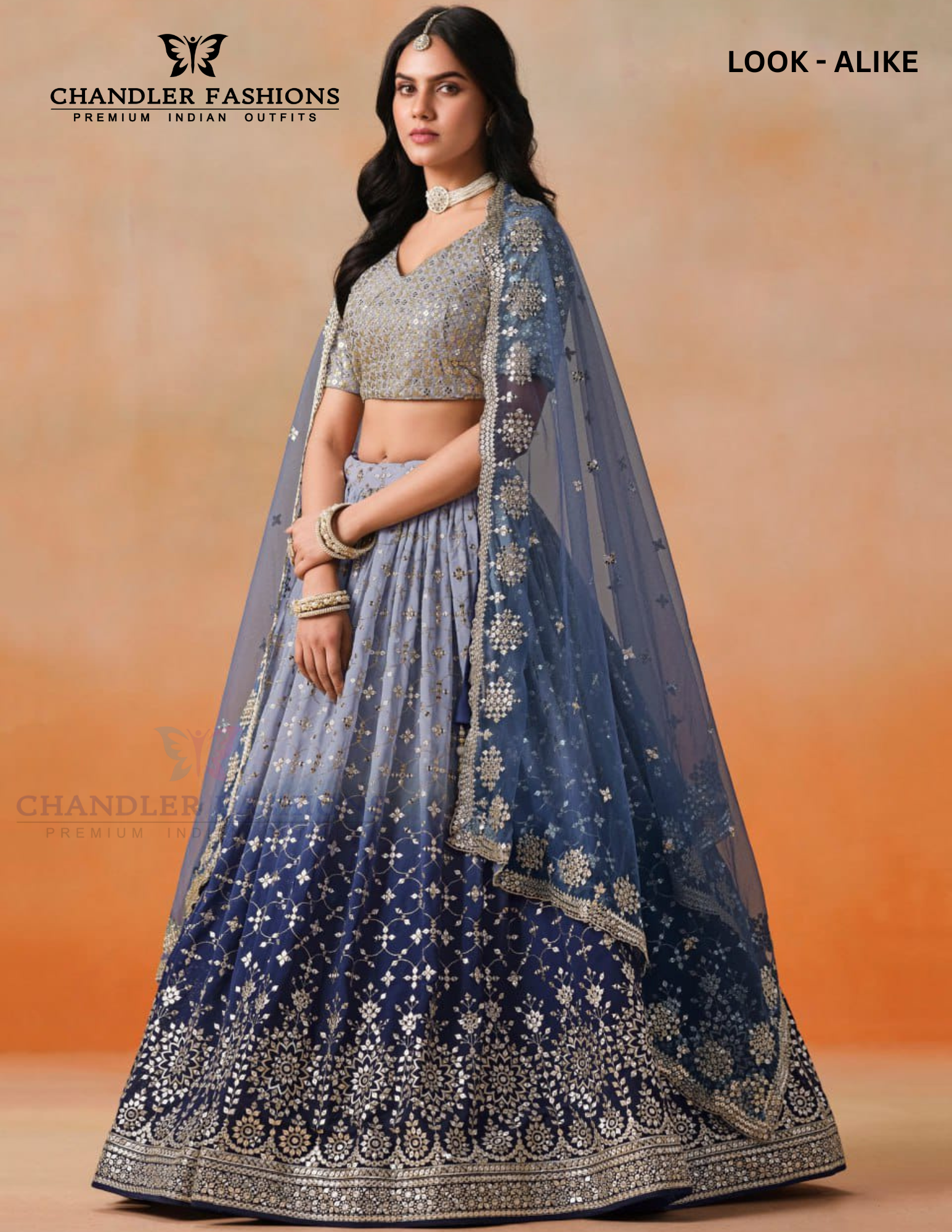 Navy Blue Color Georgette With Sequins And Zari Embroidery Lehenga Choli Near Me