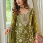 Green Color Moss Silk With Embroidery Work Palazzo Suits In USA