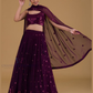 Purple Color Georgette With Sequins And Embroidery Work Lehenga Near Me