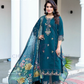 Attractive Teal Blue Color Roman Silk Salwar Suits With Dupatta For Women