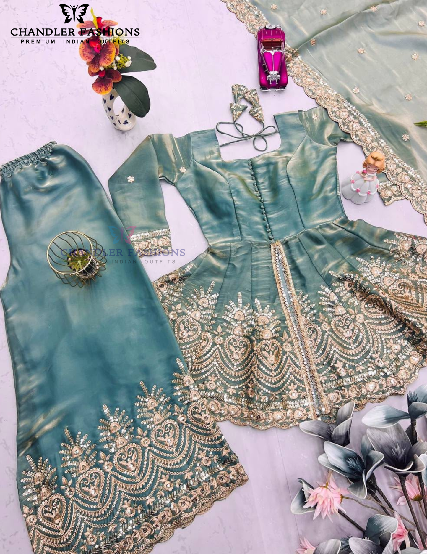 Embroidery Work Palazzo Suits In Arizona
