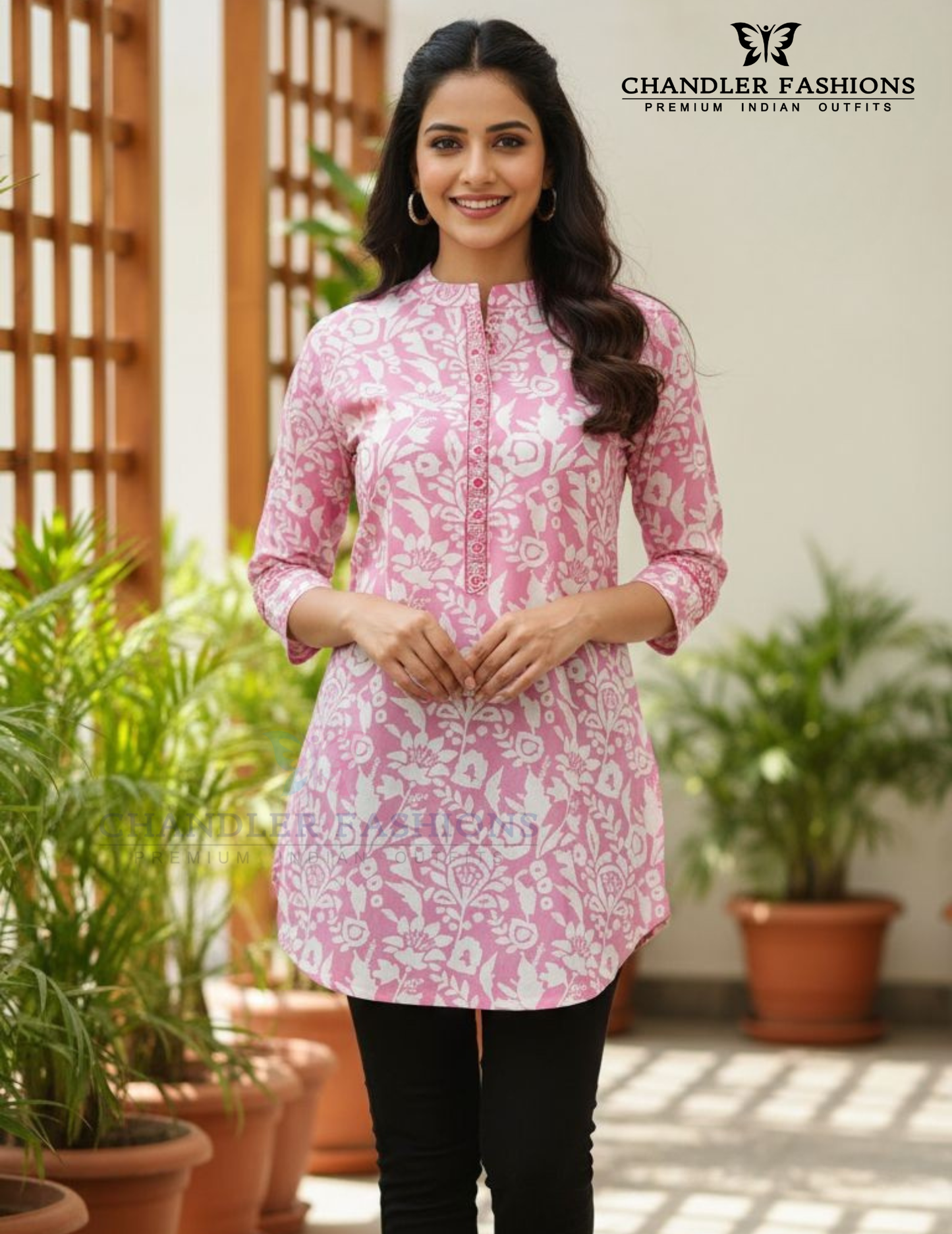 Alluring Pink Color Rayon With Self Design Work Short Kurti For Women
