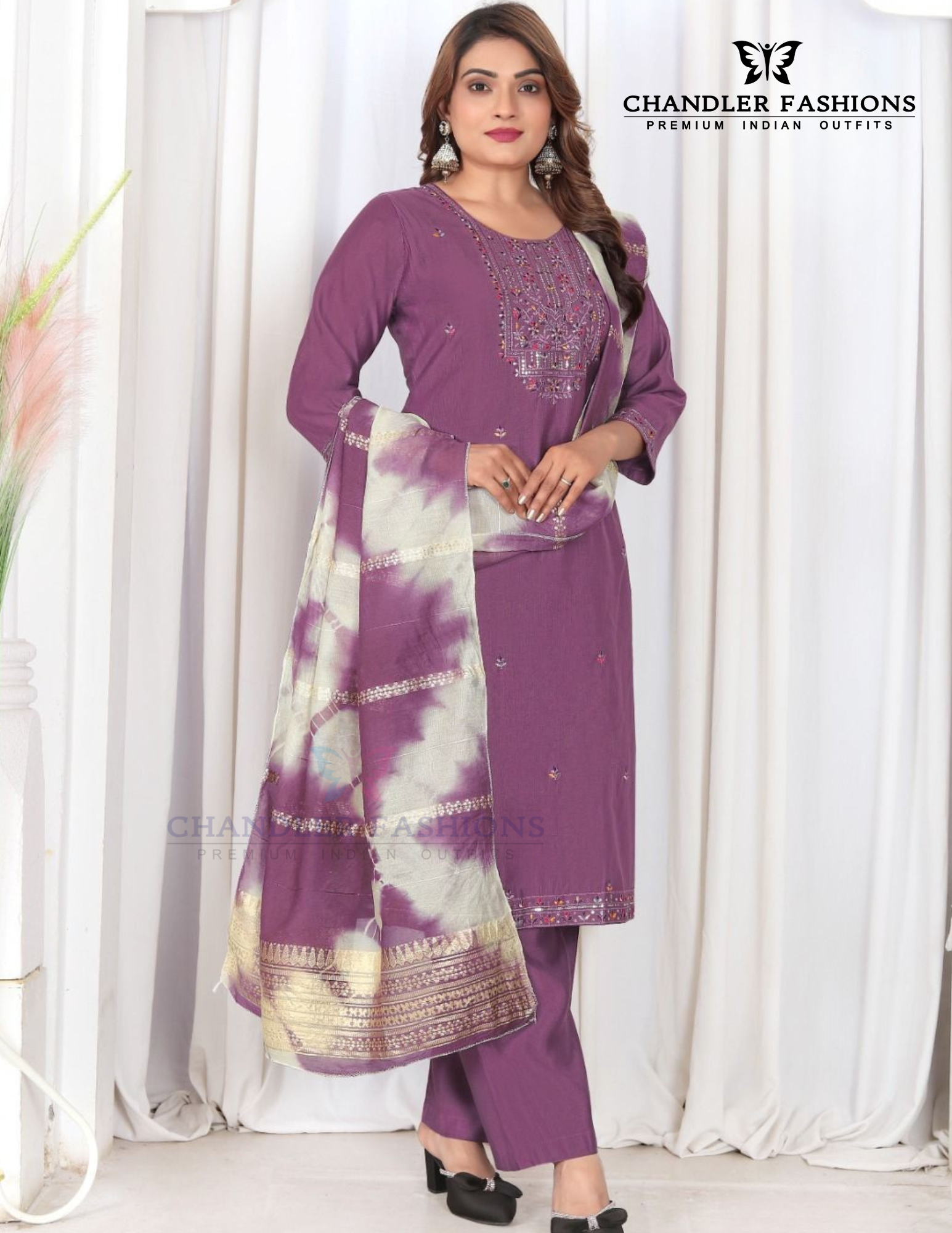 Gorgeous Light Purple Color Viscose With Embroidery Work Salwar Suits