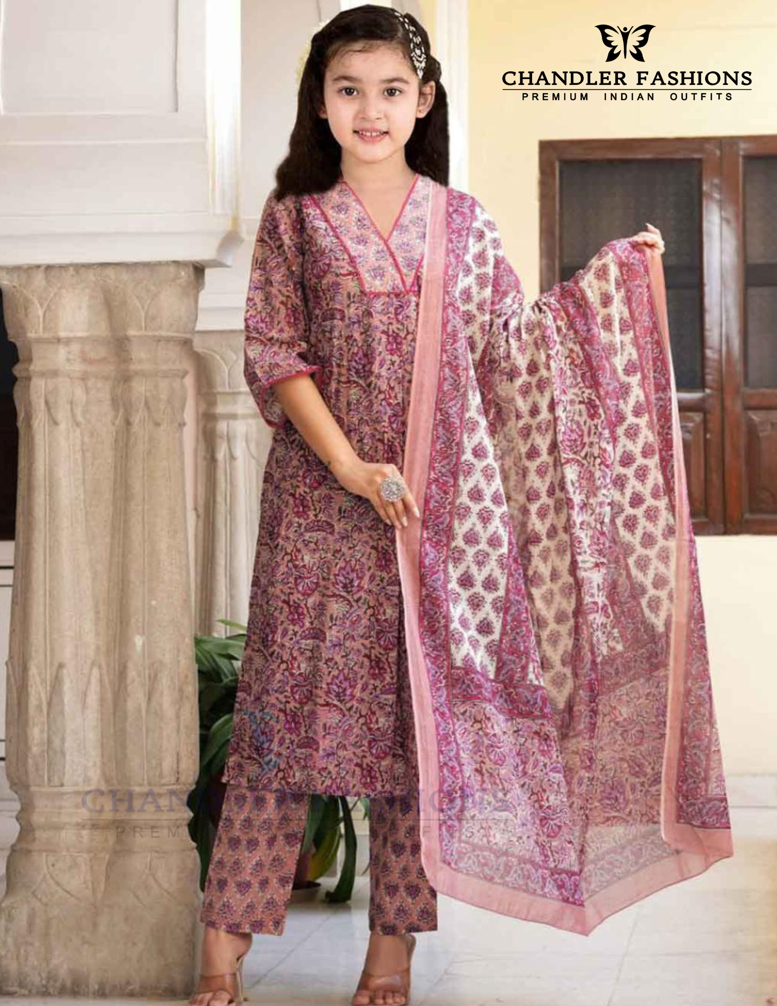 Elegant Pink Color Cotton With Digital Print Work Kurti Suits For Girls