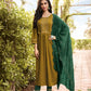 Stunning Mehendi Green Color Designer Rayon Salwar Suits With Dupatta