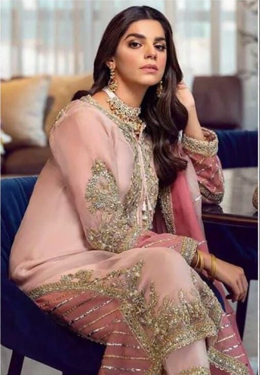 Charming light Pink Color Faux Georgette Salwal Suits With Dupatta For Women Near Me