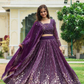 Pretty Purple Color Heavy Faux Georgette Sequins Work Lehenga Choli For Women