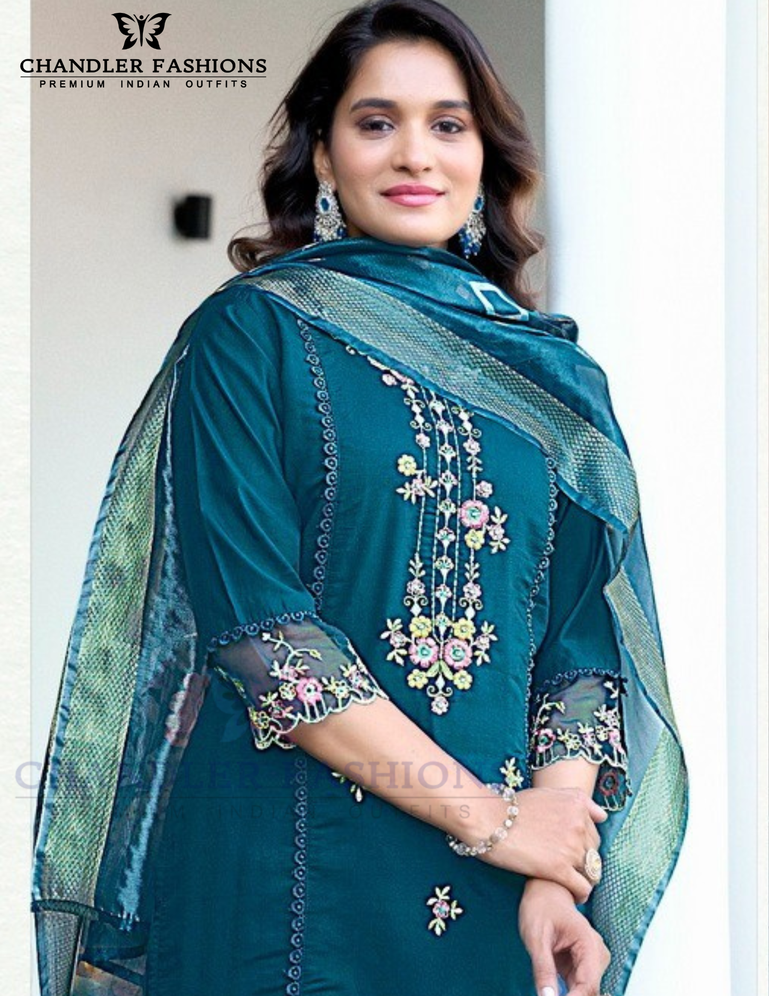 Blue Color Roman Silk Salwar Suits With Dupatta Near Me