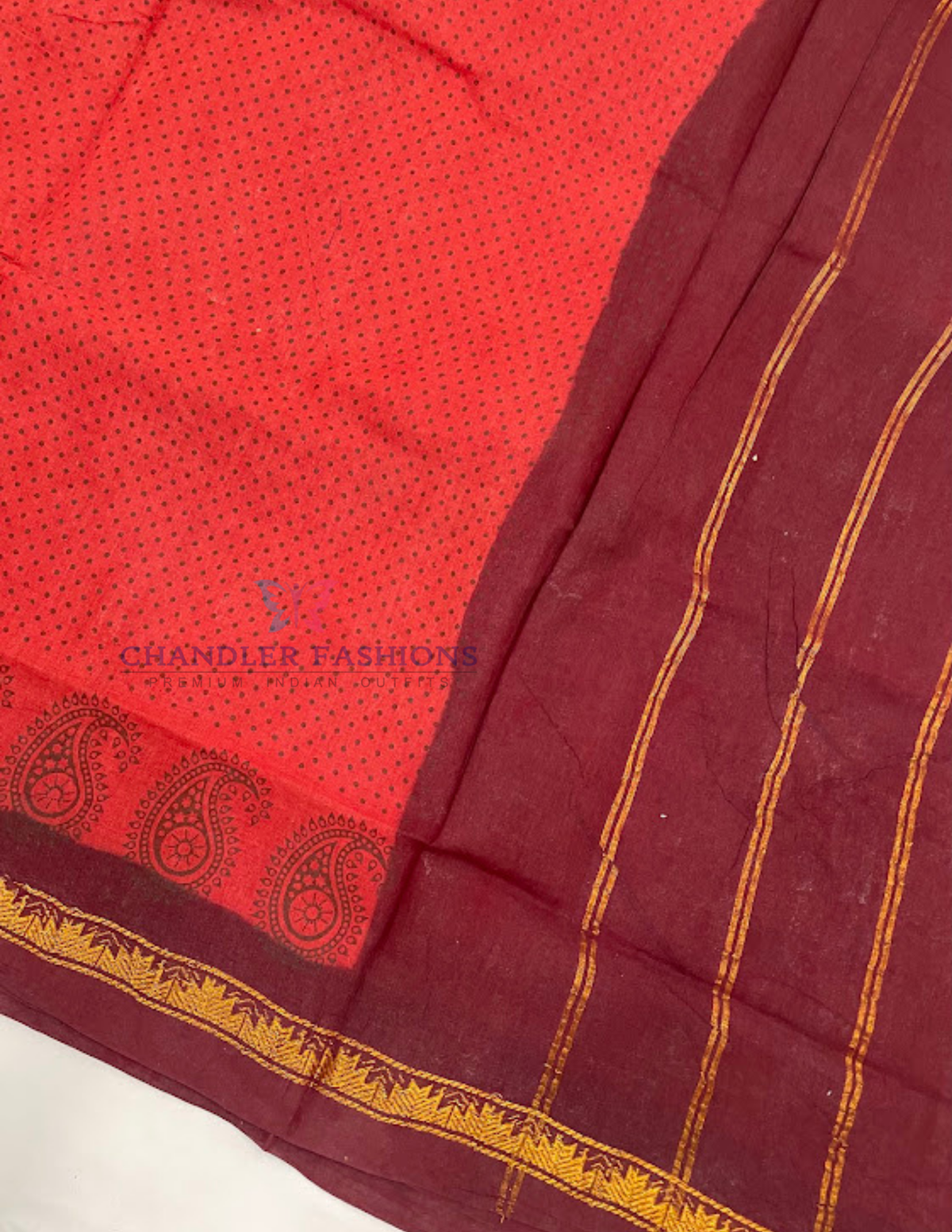 Alluring Red Color Cotton With Printed Work Saree In Arizona