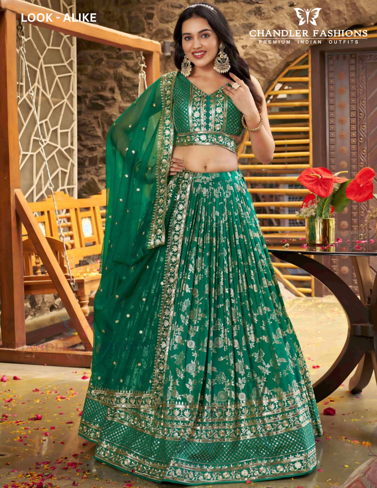 Gorgeous Teal Green Color Silk Jacquard With Sequins And Zari Embroidery Lehenga Choli For Women