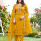 Impressive Yellow Color Silk With Embroidery Work Salwar Suits For Women