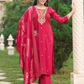 Wonderful Red Color Shimmer With Thread Work Salwar Suits For Women