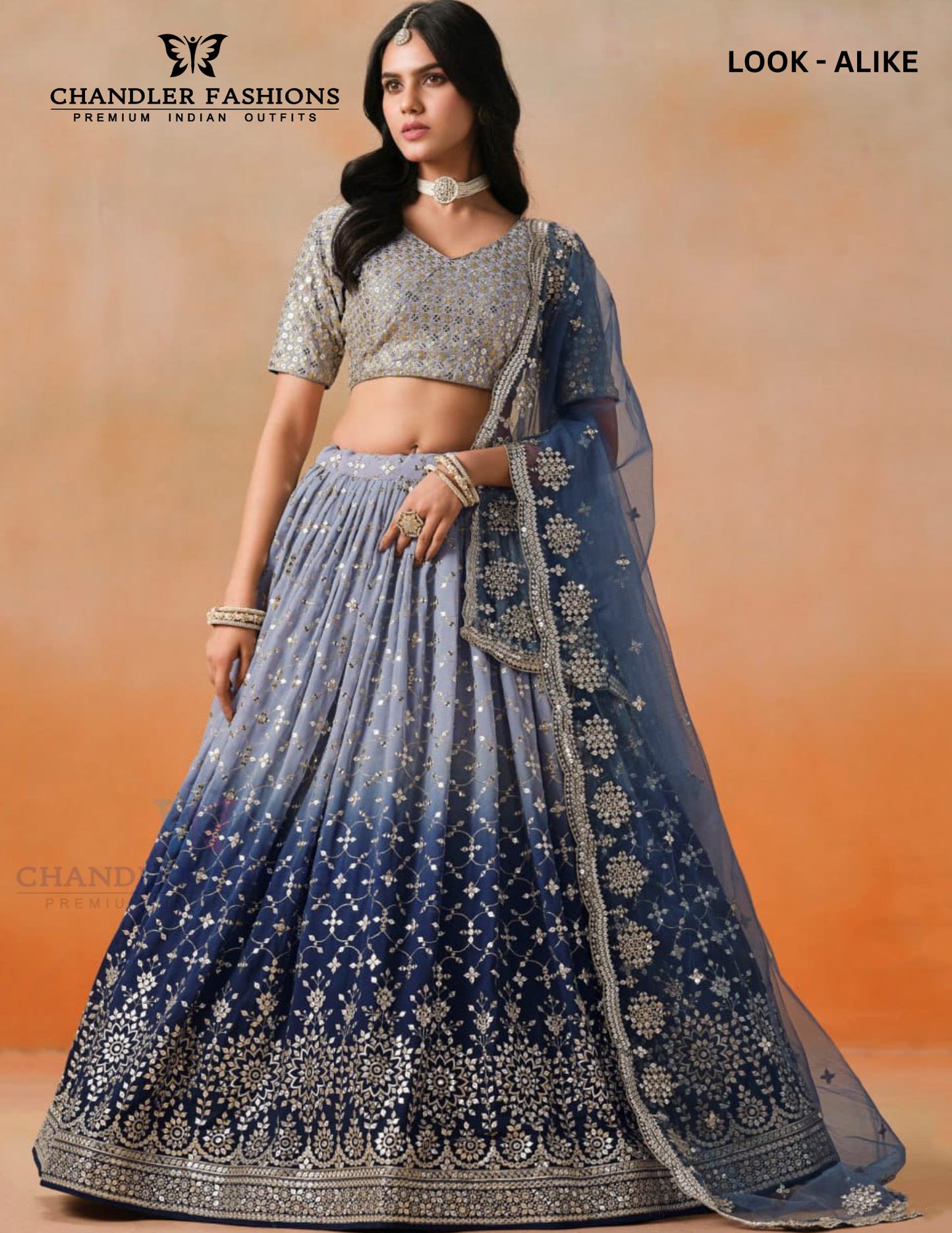 Navy Blue Color Georgette With Sequins Lehenga Choli In USA