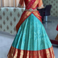 Lovely Teal Blue Color Designer Silk Half Saree Lehenga Choli With Fancy Dupatta